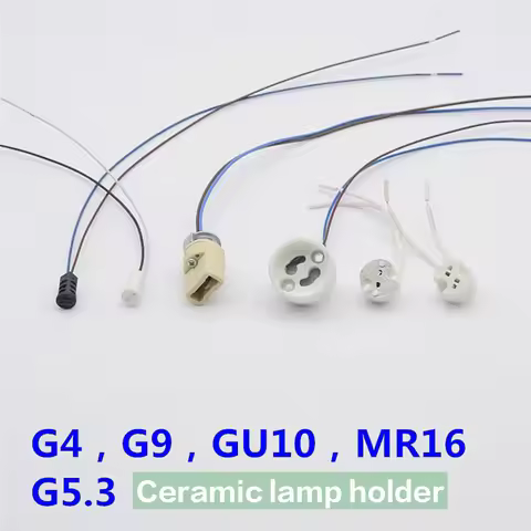 Ceramic GU10 MR16 MR11 GU5.3 G4 Lamp Holder Socket Base Adapter Extension Wire Connector Socket for 
