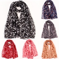 Tudung Printed Cotton Shawl Muslim Fashion Small Leaf Ladies Voile Scarf Long Wide 180cmX90cm
