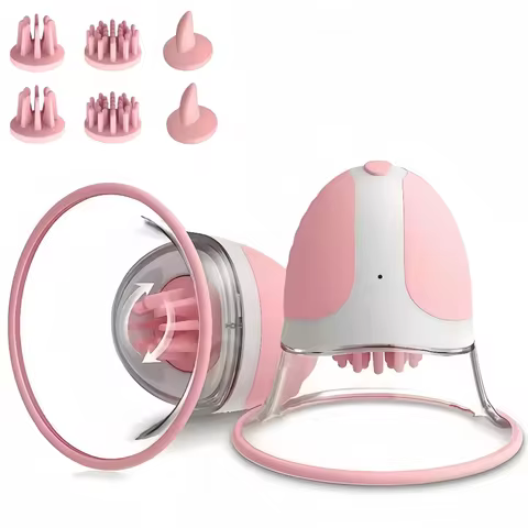 Female Breast Vibrator Rotating Vacuum Pump Nipple Stimulator with Suction Cup Big Head AV Breast Ma