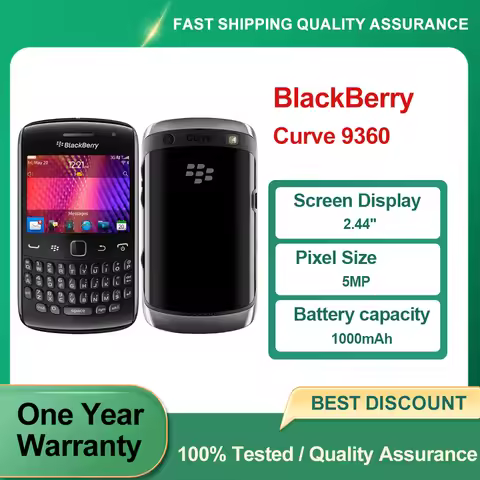 Original Blackberry Curve 9360 2G/3G Mobile Phone 2.44'' 5.0MP QWERTY WiFi Bluetooth Cellphone Black