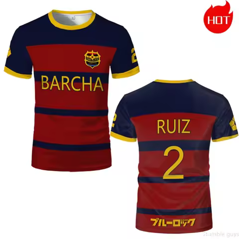 Blue Locker Room Retro Style Anime T-shirt Soccer Jersey Boys Clothes Girls Short Sleeve Harajuku Co