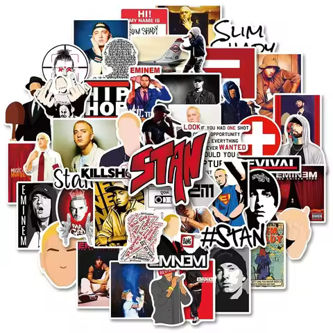 50PCS Hot Eminem Rapper Stickers Hip Hop Car Motorcycle Travel Luggage Phone Guitar Laptop Graffiti