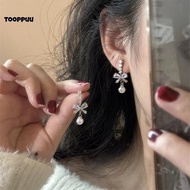 TPU] Bow Pearl Dangle Earrings Women Girls Fashion Stud Wedding Party Jewelry