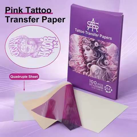Pink 4-Layer Tattoo Transfer Paper A4 Size 100 Sheets Professional Tattoo Stencil Paper Thermal Copi