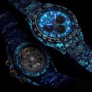 Bugatti German Watch Men's Full Carbon Fiber Chronograph Mechanical Watch Multifunctional Luminous W