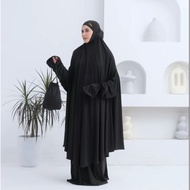 Malaysian chin Mukena with premium airflow cringe sleeves, jumbo size