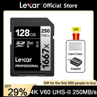 Lexar SD Card 1667X Official Original 250MB/s 64GB 128GB 256GB Memory card SDXC UHS-II V60 U3 C10 Flash Cards 4K for camera