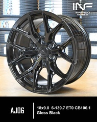 ล้อแม็ก ขอบ 18 ขนาด 18"× กว้าง 9.0" PCD 6รู × 139.7 offset 0 สีดำ INFERNO AJ06 ราคาต่อ1ชุด (4วง)