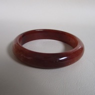 Nephrite Burmese Honey Jade Bracelet Inner Ring Size 66mm Width 15.2mm Round Shape Flat Belly Suitab