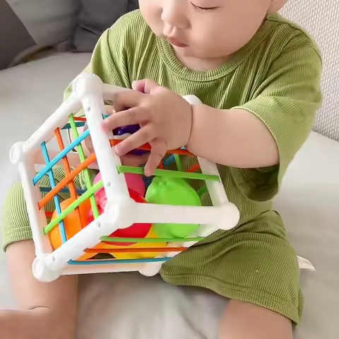 Kids Educational Cube Shape Matching Stacking Learning Toys Sensory Development Play Colorful Blocks