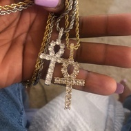 Hip hop ankh crosses kuwintas para sa mga lalaki kababaihan hindi kinakalawang na asero kadena iced 