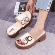 M&L Women's thick soled high-heeled sandals with 2cm high heels and double buttons DS0102