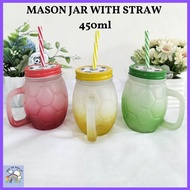 JCE 11 MASON JAR WITH STRAW 450ml/COFFEE MUG/HEAT RESISTANT MILK CUP/GLASS DOUBLE LAYER CUP/BASO