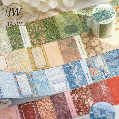JIANWU Maurice's Flower Paper Series Vintage Plant Floral Pattern Landscape Material Collage Tape Cr