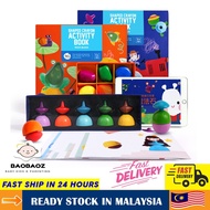 JOAN MIRO Rock Block Shaped 6 Pieces Crayon Activity Book for Kids Early Education Bundle SET oaAS