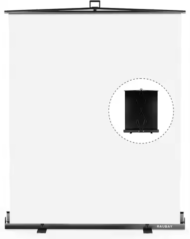【Easy Set Up】 59.8 x 82.7in Collapsible White Backdrop Screen Portable Retractable Panel Photo Backg