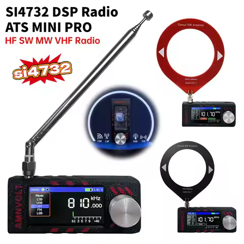 SI4732 0.5-108mhz LSB USB AM FM FM/AM Radio 1.9inch IPS Screen Mini Pocket Radio with Antenna All Ba