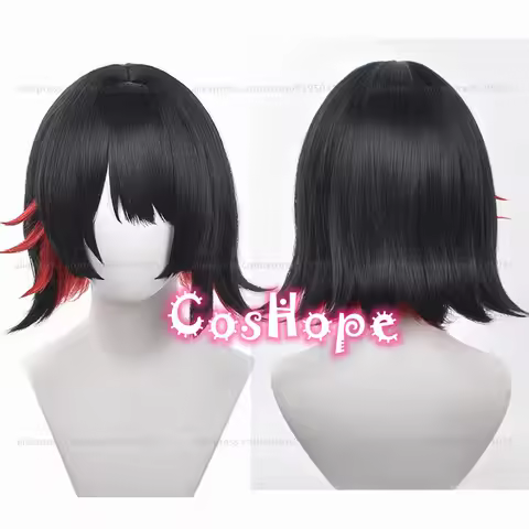 ZZZ Ellen Joe Cosplay 35cm Short Black Red Mixed Wig Cosplay Anime Cosplay Wigs Heat Resistant Synth