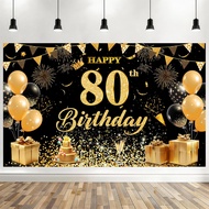 Happy 80th Birthday Party Banner Backdrop 80th Birthday Party Decorations for Men Women Photo Backgr