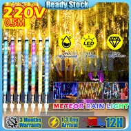 Lampu Raya Waterproof 3.5M LED Meteor Shower Rain Lights Falling Raindrop 8 Tube Decoration Lampu Fa