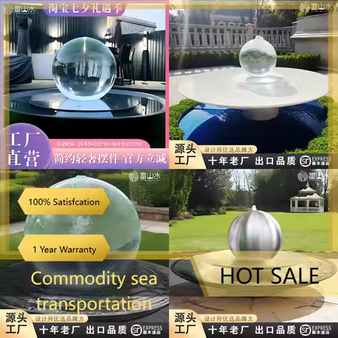 J81 Stainless Steel Acrylic Feng Shui Water Fountain Ball Decorative Circulating Waterfall for Offic