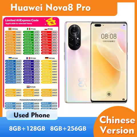Huawei Nova8 Pro 5G 128GB 256GB ROM SmartPhone 6.7inches 2676x1236px 4000mAh Android Used Phone