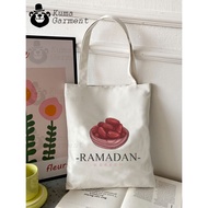Tote bag Canvas Zipper/ with Ramadan Motif Multipurpose/ Launch bag/ Lunch box Souvenir/ Wedding/