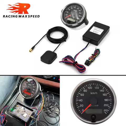 12v/24v 220Km/h Speedometer with GPS sensor For Car Truck SUV 9-32V With Red Backlight 85mm