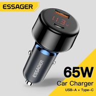 Essager หัวชาร์จไฟในรถ65Wที่ชาร์จเร็ว USB C QC3.0 4.0 PD3.0สำหรับ iPhone Huawei Samsung Xiaomi