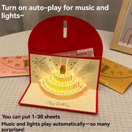 ROTUR 3D Pop-Up Greeting Card, Foldable Creative Birthday Red Envelope, Funny DIY Traditional Best W