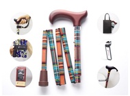 【母親節禮盒組】繽紛生活折疊手杖-茶香月季紅格紋 長輩 登山杖