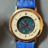 นาฬิกาวินเทจมือสอง นาฬิกา PIERRE CARDIN (ปีแอร์ การ์แดง) หน้าโอปอล หรูหรา ระบบถ่าน สายใหม่หนังงูแท้ ตัวเรือนทองยังสวย มีรอยจากการมช้งานตามรูป