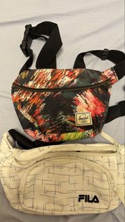 Herschel 螢光塗鴉腰包 + Fila 格仔腰包