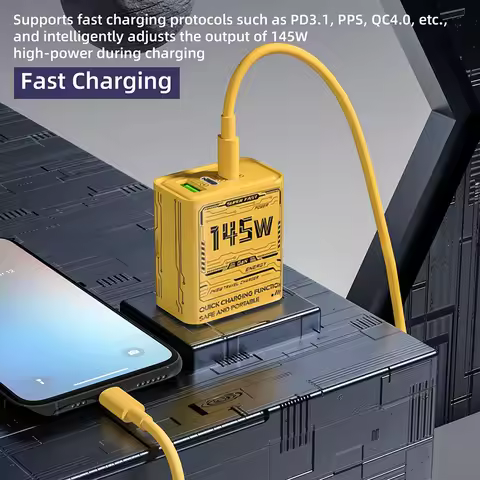 145W 3-Ports Type-C USB GaN Phone Charger For Iphone For Huawei Xiaomi PD Fast Charging Cellphone Po