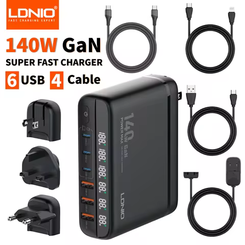 140W GaN USB C Charger Block LDNIO Type-C PD Fast Charger Universal Travel Adapter For iPhone Samsun