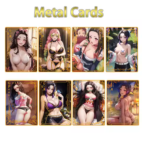 2024 New Demon Slayer Metal Card Nezuko Mitsuri Rias Yae Miko Makima Albedo Card Genshin Impact Godd