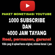 Paket monetisasi youtube ( 1000 subscribe &amp; 4000 jam tayang )