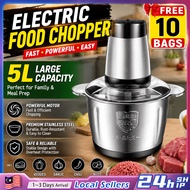 【10 Year Warranty】Meat Grinder 5L Chopper Blender Stainless Steel Food Processor Large Capacity Blen