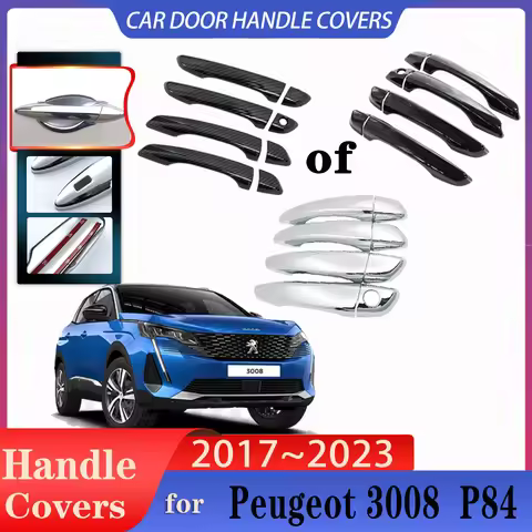 For Peugeot 3008 Accessories P84 MK2 2017~2023 Car Door Handles Covers Exterior Scratch Protective D