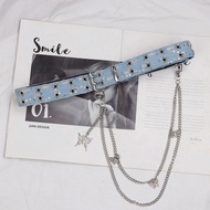 Lolita-Style Denim Jacket - Cyberpunk Inspired with Chain Belt