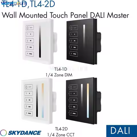 Skydance 1 Zone or 4 Zone Wall Mounted Touch DALI Panel TL4-1D Dimming TL4-2D CCT DALI Master Contro