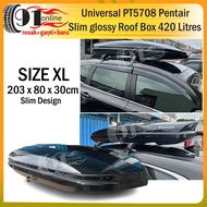 Pentair Roofbox PT5708 Slim Glossy Roof box Storage With Roof Rack ( XL SIZE 420 Litres) Alza Wish Livina Almera Exora