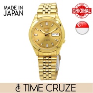 [Time Cruze] Seiko 5 Automatic SNKF90J Japan Made Gold Tone Grid Dial Jubilee Strap Men Watch SNKF90J1 SNKF90