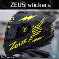 Motorcycle Helmet Sticker ZEUS Logo Decal Visor Windshield Glass Side Box Pads Tail Luggage Case Sti