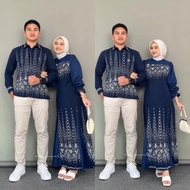 ZUDEVA-IVANA Set Pakaian Couple Tenun sarimbit Set Burkat Baju Batik Kondangan Keluarga lebaran 2025