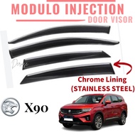Proton X90 Injection Door Visor With Stainless Steel Lining Chrome Lining Window Visor
