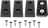 BUDWIG - 4 Large Rectangular Black Rubber Feet Bumper w/Metal Insert & Screws – .528" H x 2.777" L x