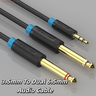 KICKSLOUNGEL 3.5mm To Dual 6.5mm Audio Cable, Y Splitte 2 in 1 3.5mm To 6.5mm Audio Splitter Cable, 