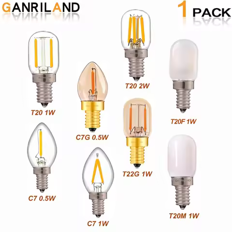 Ganriland Edison Led Candle E12 Light Bulb E14 Effect Dimmable Bulb C7 0.5W T22G 1W Home For Decor L