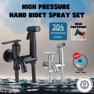 304 Stainless Steel Two Way Bidet Spray Set with Bidet Spray Holder and Flexible Hose